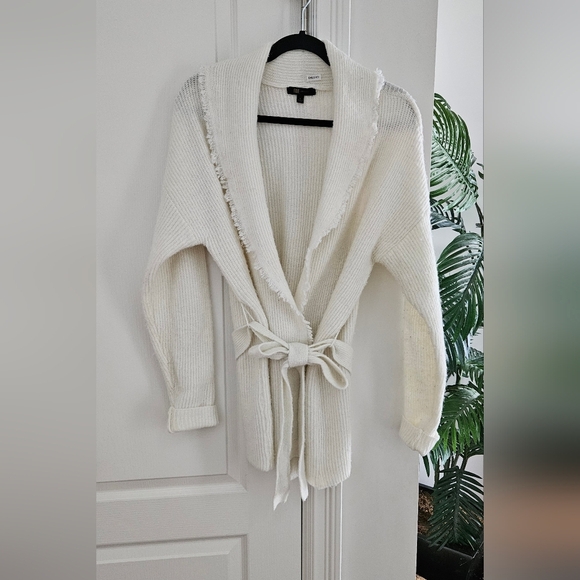 Frye Super Soft Cozy White Open-Front Sweater - Picture 2 of 3